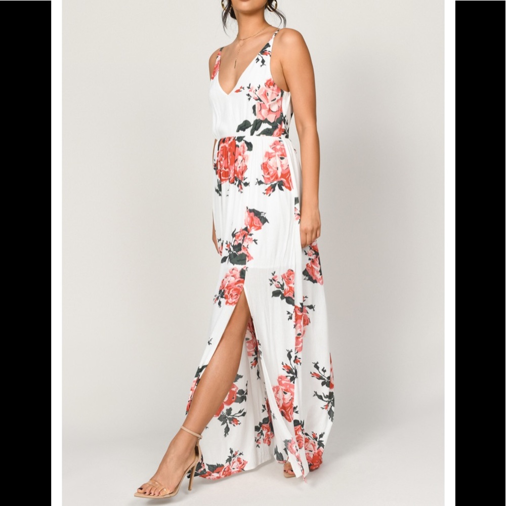 In Mind Ivory Multi Rose Print Maxi Dress